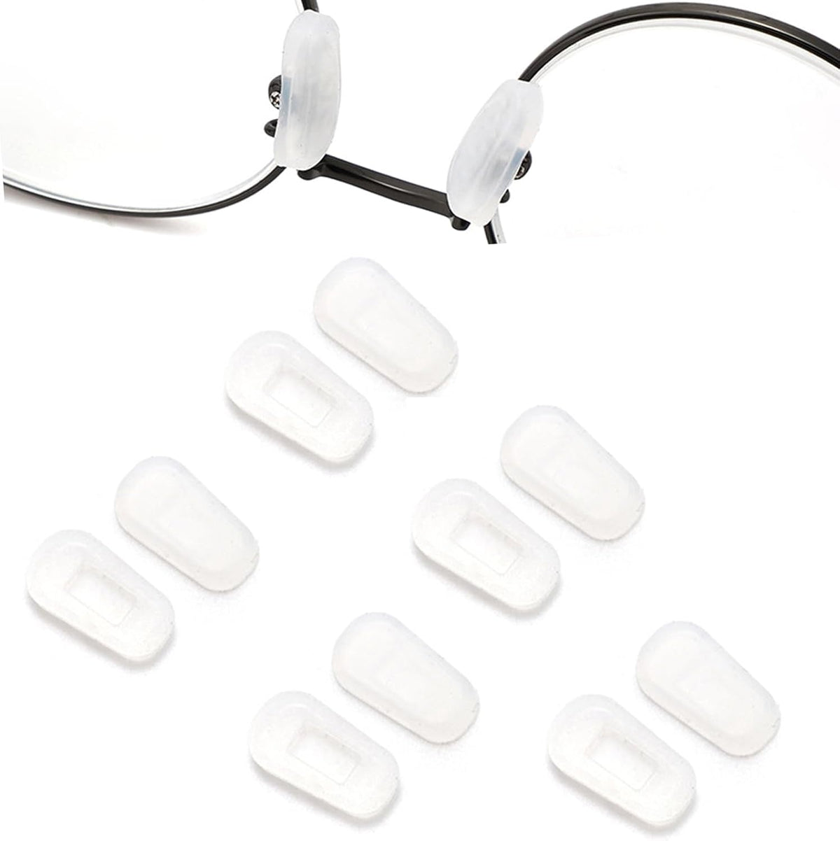 Eyeglass Nose Pads Covers Slip-on Silicone Glasses Nose Pad Anti Slip Soft Nose Pads for Eyeglasses Repair Kit(5 Pairs), Clear/S