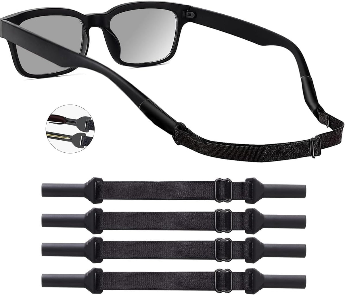 Kids Glasses Strap 4 Pieces Adjustable Toddler Glasses Strap Black Baby Sunglasses Strap Only Kids Eyeglasses Straps and Infant-Eyewear Retainers for Boys and Girls Age 0-3 Years (5-8 Inches) 1