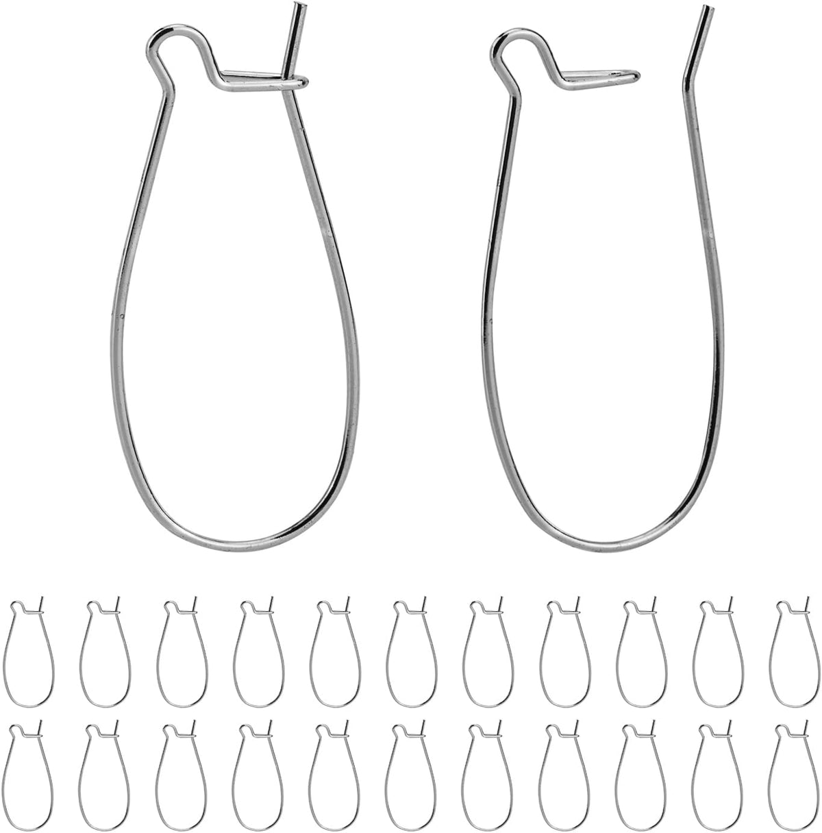 Ear Wire Hooks 60pcs Stainless Steel Kidney Earring Hook Wire Ear Findings for Earring Making Jewelry Making Earwire DIY (25mm, 60pcs)