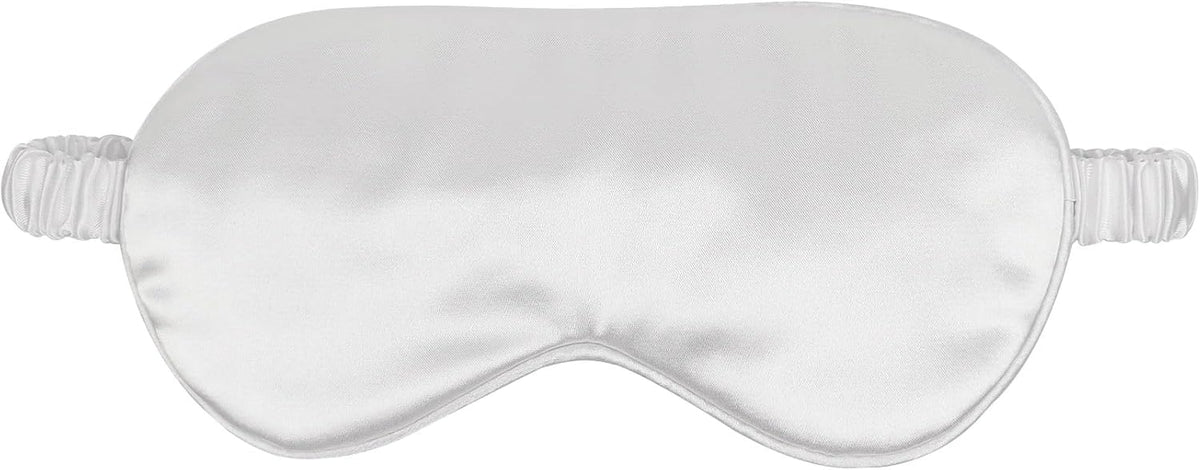 1 Pcs Silk Sleep Mask, Soft Eye Mask with Elastic Strap, Lightweight Blindfold for Men, Women, Travel, and Naps (White)
