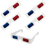 5 Pcs 3D Paper Glasses, Red and Blue Anaglyph Cardboard Glasses with White Frame for Movies, TV, and Films