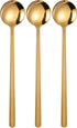3 Pack Coffee Spoons, Stainless Steel Dessert Spoons, Small Tea Spoon, Long Handle Spoon for Ice Cream, Latte, Hot Chocolate, and Cake (Gold, 5.3 inch)