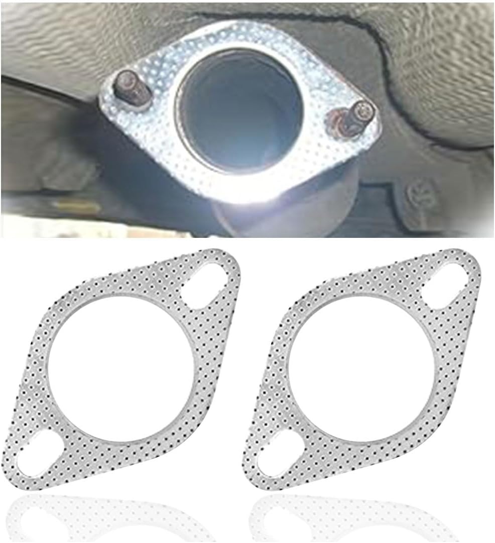 2PCS Car Exhaust Gasket, Ultra Seal 2-Bolt 2.5-Inch Exhaust Flange Gasket Standard Exhaust Gasket, Reinforced High Temperature Gasket Exhaust Flange Gasket Car Accessories (2.5in)