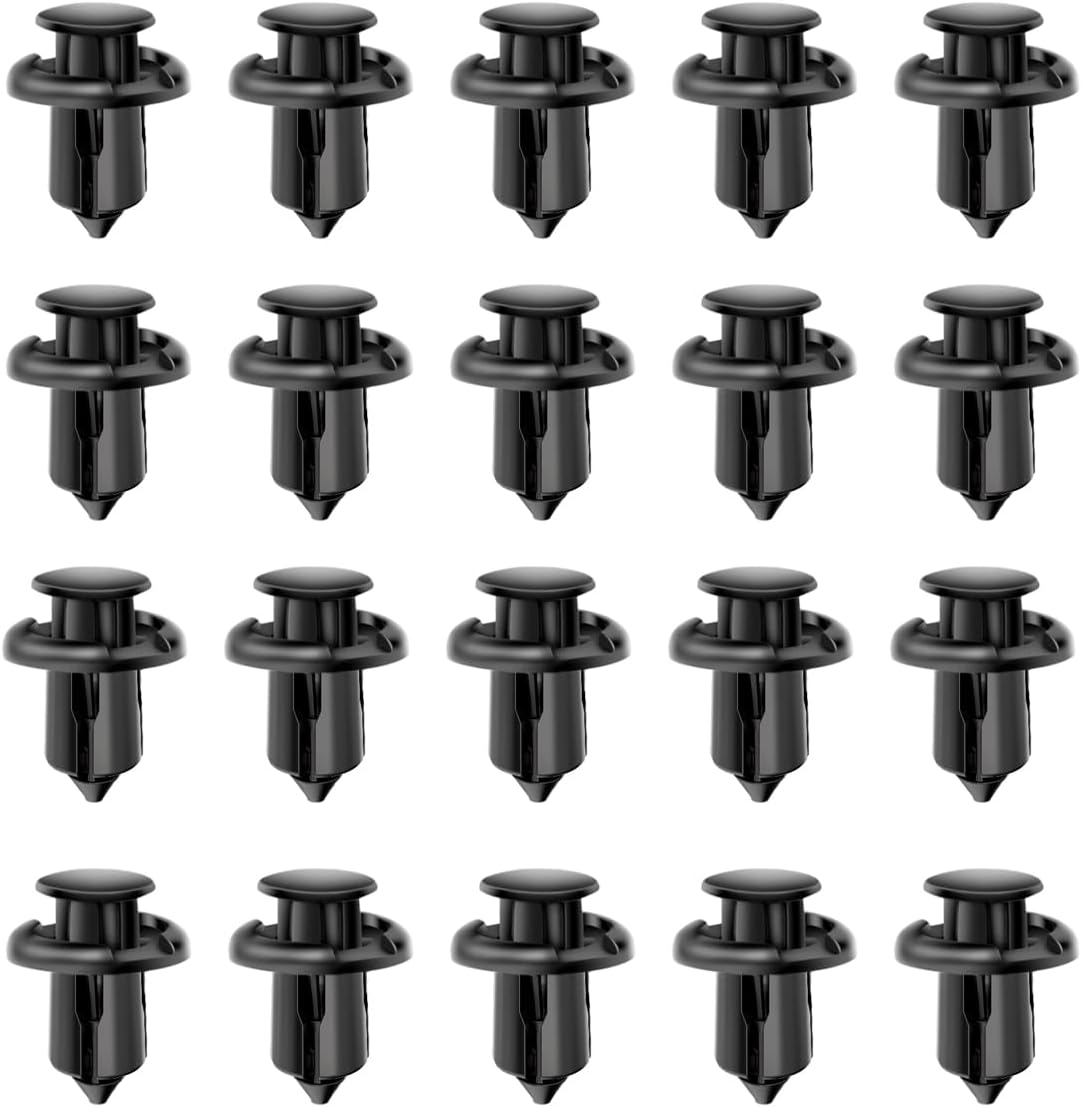 20Pcs Front Bumper Push-Rod Clips, 10mm Fender Liner Clips for Honda CR-V Accord Civic Acura 91503-SZ3-003, Black Nylon Clip Push-Type Retainer Clip Push Pin Screws