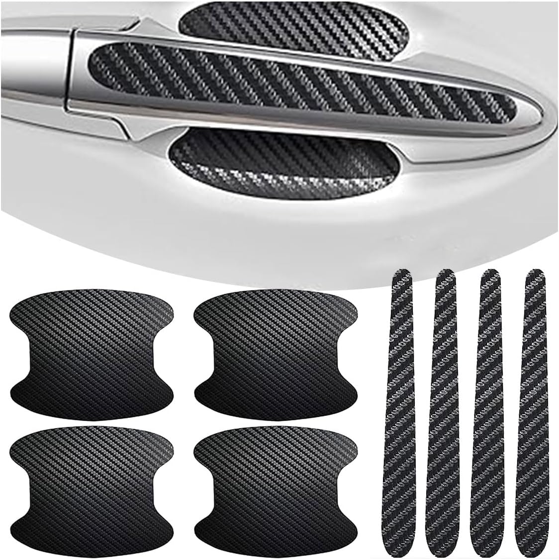 8 PCS Car Door Handle Anti-Scratches Sticker, Self-Adhesive & Non-Marking Car Door Bowl Paint Scratch Protective Films, Universal Protective Pad Sticker for Most Cars (Black)