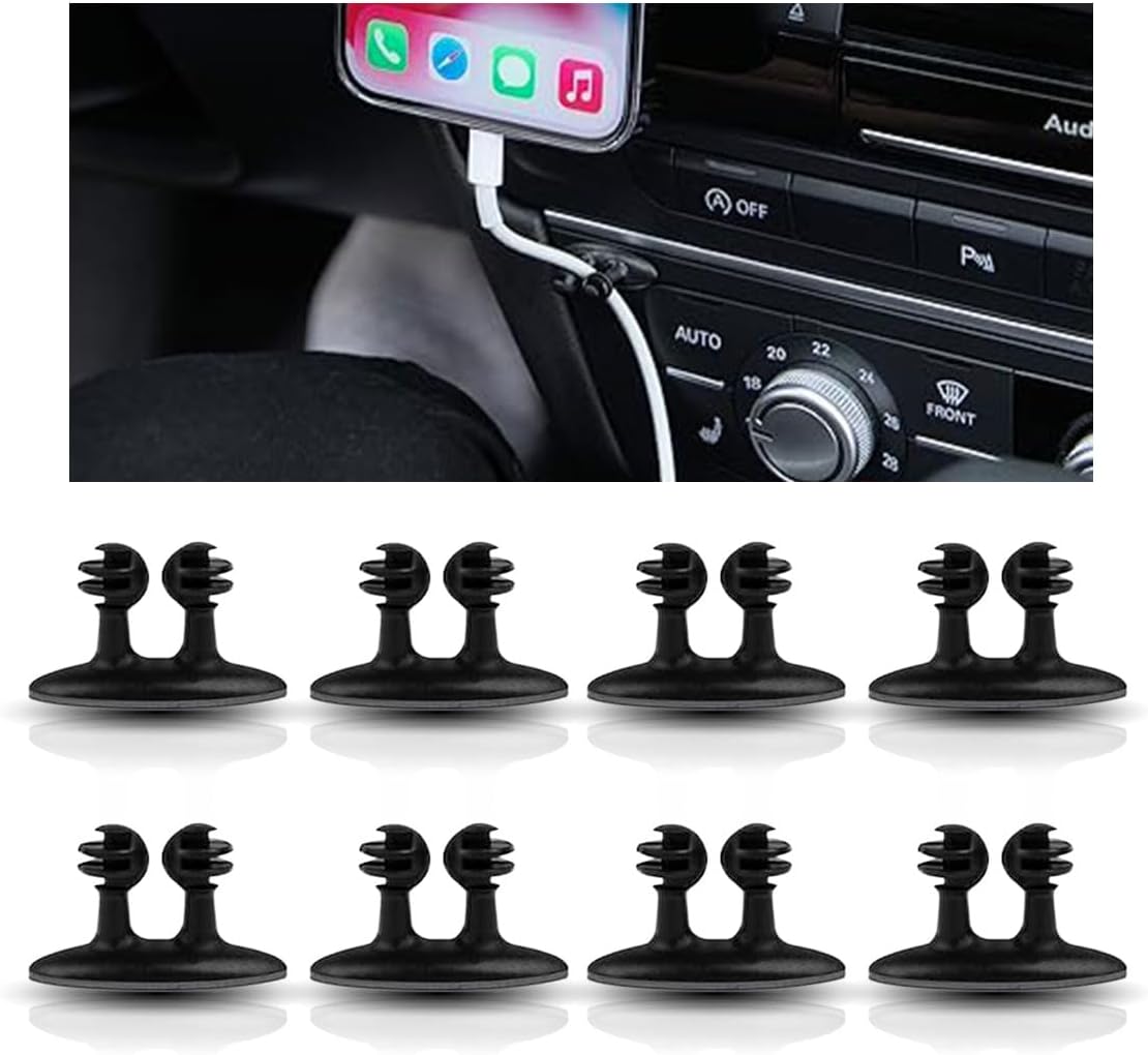 8PCS Car Cable Clips USB Cable Line Clip Holder for Car, Durable Strong Adhesive Cord Cable Holder Wire Organizer, Cord Organizer Cable Management Wire Holders for Cords (8)