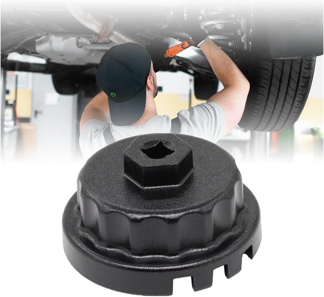 Oil Filter Wrench, Heavy Duty Oil Filter Cap Removal Socket Tool for 2.5-5.7L Engine Fit for Highlander, Camry with 64.5mm Cartridge Style Oil Filters Housing