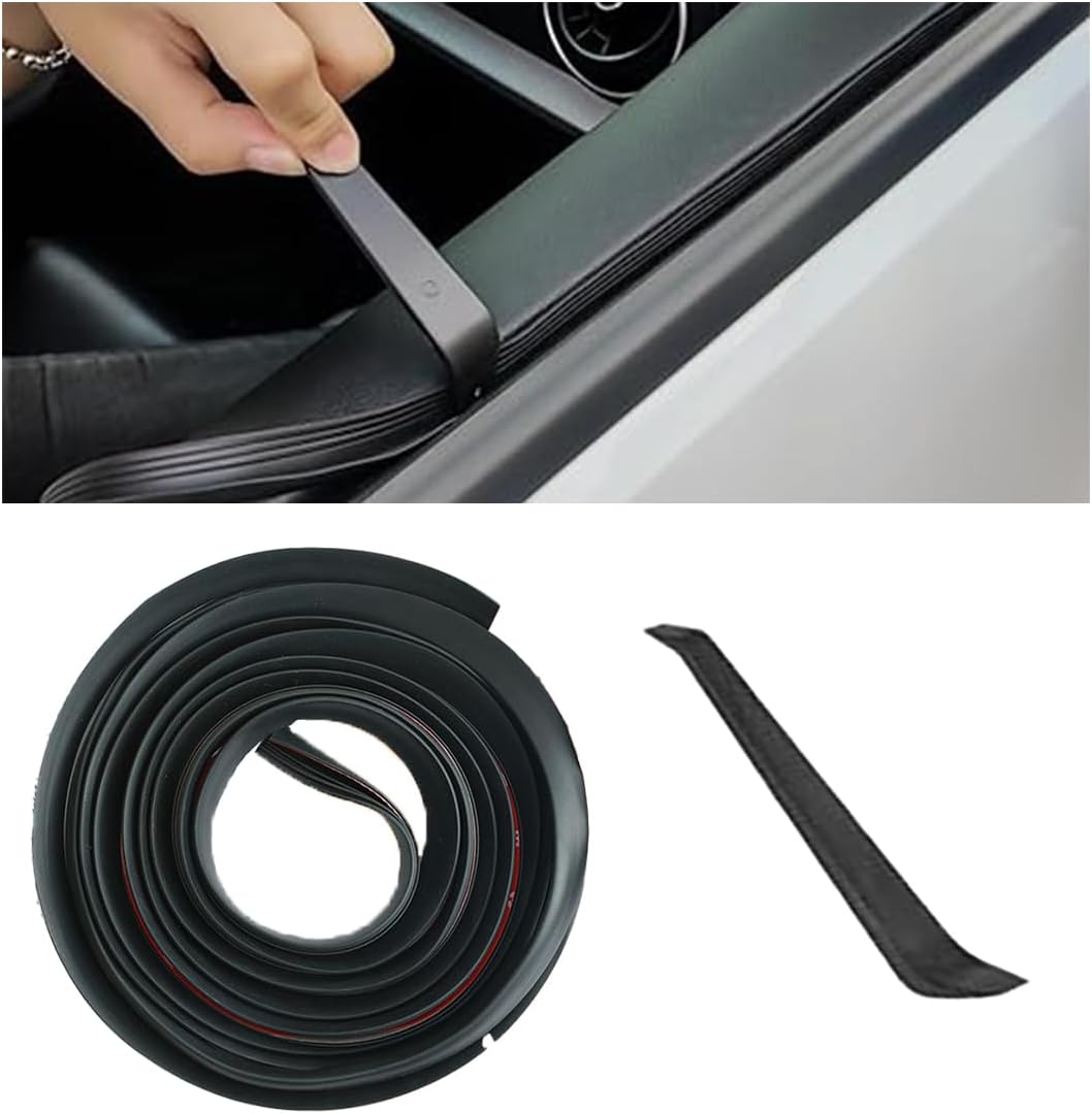 13Ft Car Door Rubber Seal Strip, Automotive V-Shaped Rain & Dustproof Window Sealing Strip, Universal Self Adhesive Car Accessories with Installation Tool