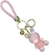 Cute Diamond Rabbit Keychain for Car Keys - Bling Resin Rabbit Key Ring Bag Charm - Crystal Rhinestone Car Fob Backpack Keychain Pendant Lanyard for Women Girls (Pink)