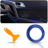 Car Interior Trim Strips, Universal 32.8ft/10m Decorative Styling Door Dashboard Vehicle Moulding Trim, DIY Auto Interior Filler Insert Flexible Strip with Installing Tool (Blue, 10m)