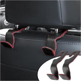 2Pack Car Seat Back Headrest Hooks, Superior Leather Auto Seat Hook Hangers, Vehicle Interior Organizer Accessories for Hanging Purse, Grocery Bags, Coats, Umbrellas (Black&Red)