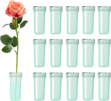 Flower Water Tubes 1.6 Inch Plastic Water Tubes for Flowers Floral Vials with Caps for Decoration Arrangement (Green, 60 Pcs)