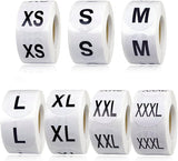 3500 Pcs Clothing Size Stickers, 1 Inch Round Self Adhesive, 7 Sizes XS-S-XXXL for T Shirts (Black)