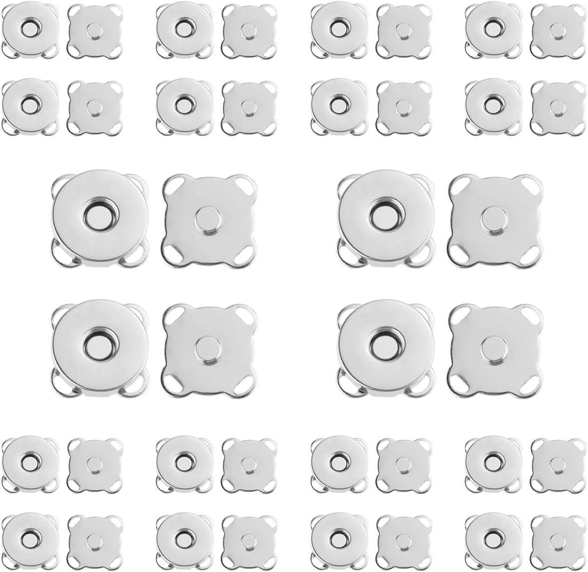20 Sets Plum Magnetic Snaps Buttons for Sewing Supplies 15mm Purse Snap Clasps Button for Sewing, Craft, Bags, Clothes, Leather (Silver)