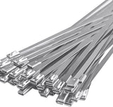 50pcs Metal Cable Zip Ties, 304 Stainless Steel Cable Ties, Exhaust Wrap Multi-Purpose Locking Cable Metal Zip Ties(11.8 Inches)