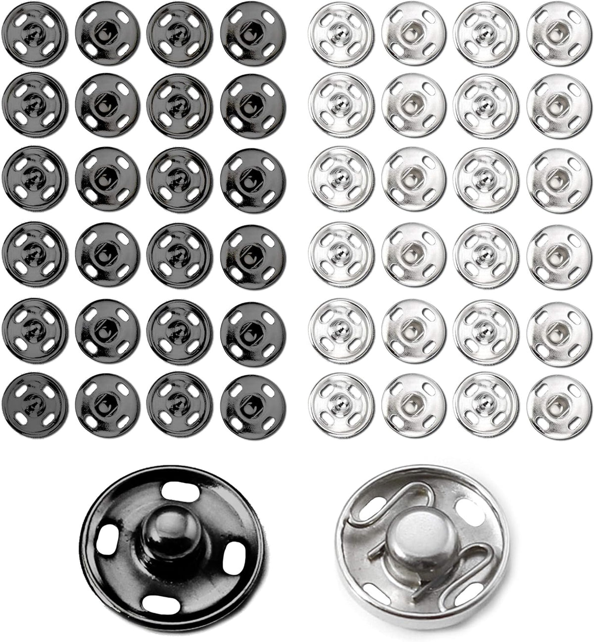 Snaps Buttons for Sewing Button Press Sewing Tools Snap Fasteners Kit for Clothes (100 Sets, 2 Colors)