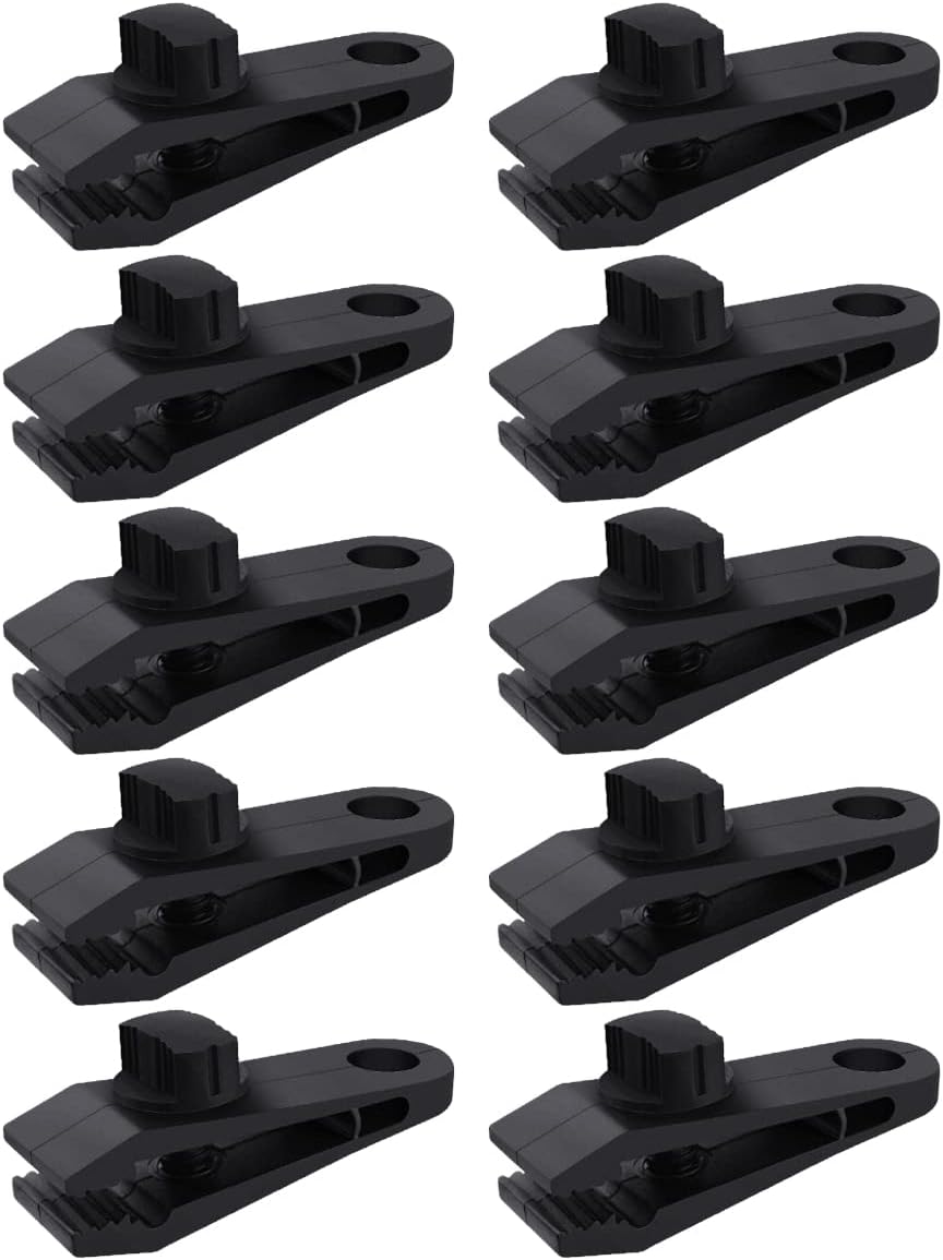 10 Pcs Heavy Duty Tarp Clips Shark Tent Fasteners Clips Holder for Car Covers, Outdoor Camping, Awnings, Swimming Pool Covers Black