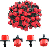 Drip Irrigation Emitters 50 Pcs Irrigation Drippers 360 Degree System Emitters Sprinklers Drippers for Drip 1/4 Inch Tube Gardening (Red)