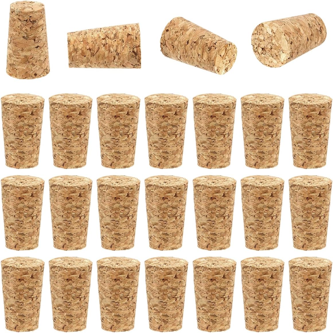 25 Pack Natural Soft Wood Corks Wine Bottle Stopper Tapered Cork Plugs Replacement Corks for Wine Making Craft