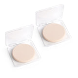2 Pcs Makeup Sponges with Travel Case, Facial Primer Compact Powder Puff, Cosmetics Blush Applicators Sponges for All Skin Types Wet and Dry Dual Use (Round)