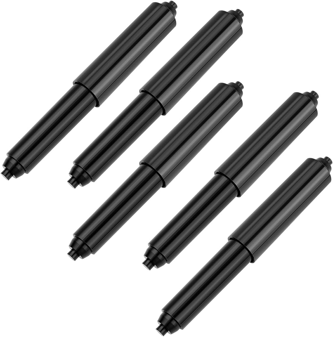 5 Pack Spring Loaded Toilet Tissue Holder Spindle Replacement Rod Plastic Donner Paper Holder Roller Mason Toilet Paper Roller (Black)