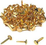 100 Pcs Brass Paper Fasteners, 8x17mm Plated Mini Brads for Scrapbooking Crafts DIY Projects (Gold)