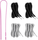 4Pcs Drawstring Cords with 1 Threader Tool, 51 Inch Replacement Drawstring for Sweatpants Jackets Swim Trunks Pants Shorts Hoodies (2 Black, 2 Gray, 51 inches)
