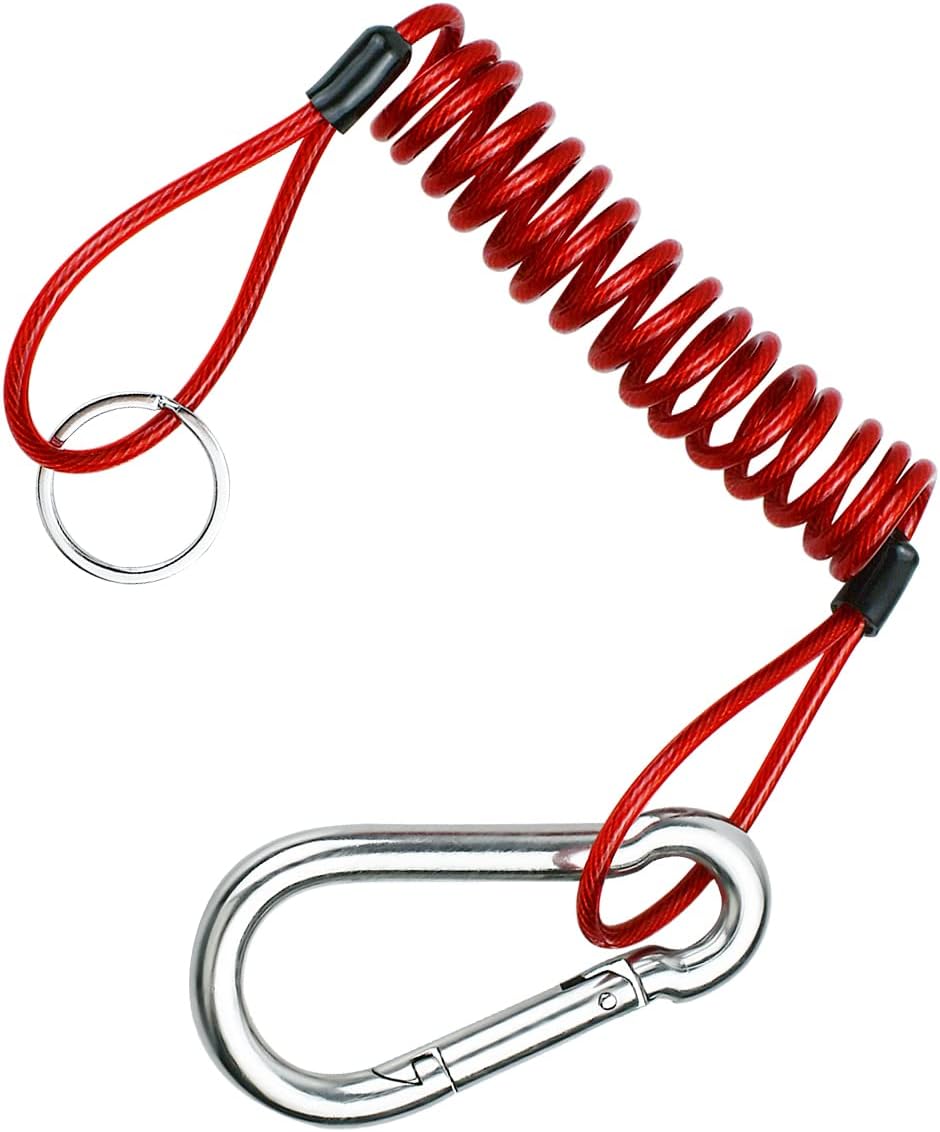 Red coiled trailer brake cable with stainless steel connectors