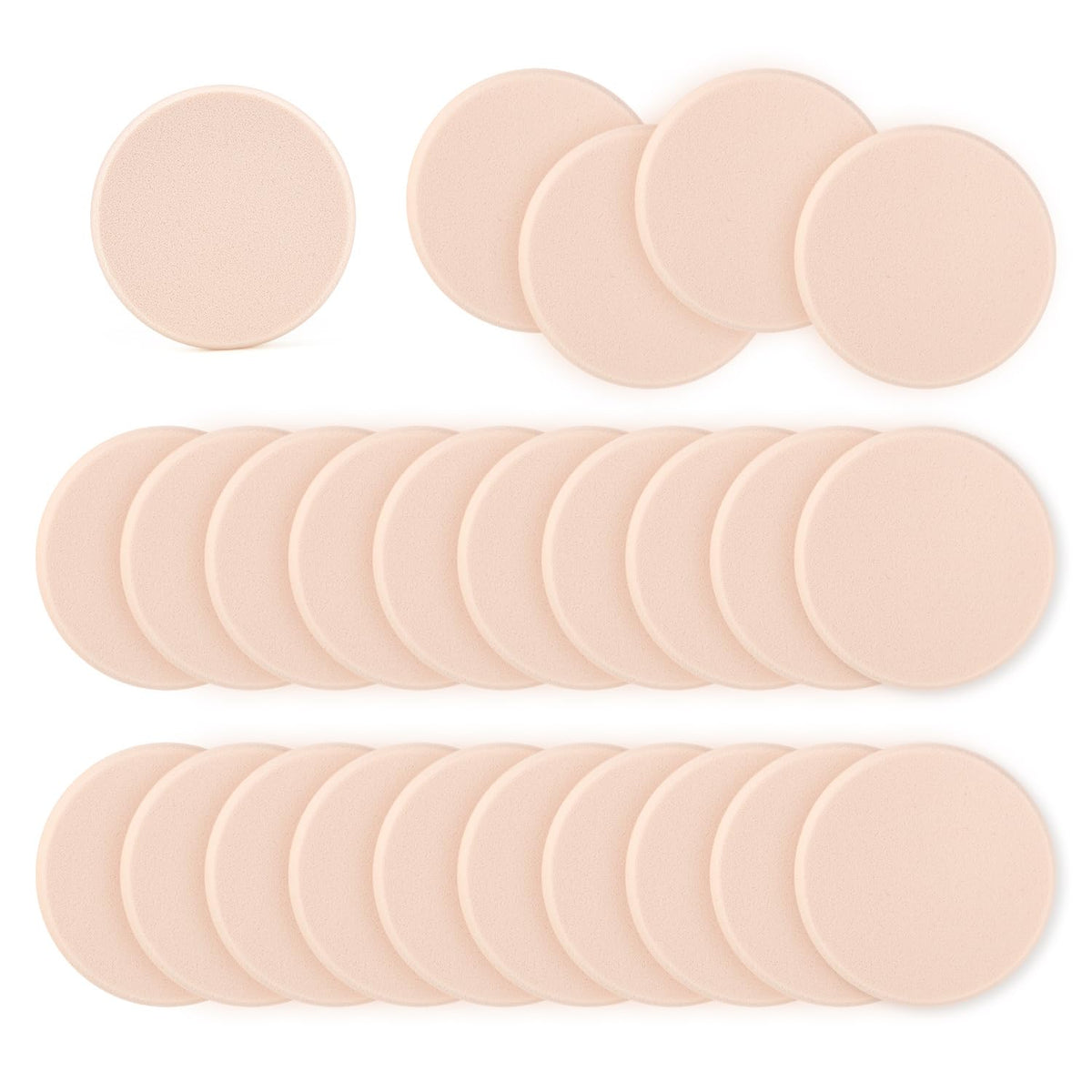 25 Pcs Makeup Sponges, Facial Primer Compact Powder Puff, Cosmetics Blush Applicators Sponges for All Skin Types Wet and Dry Dual Use (Round)