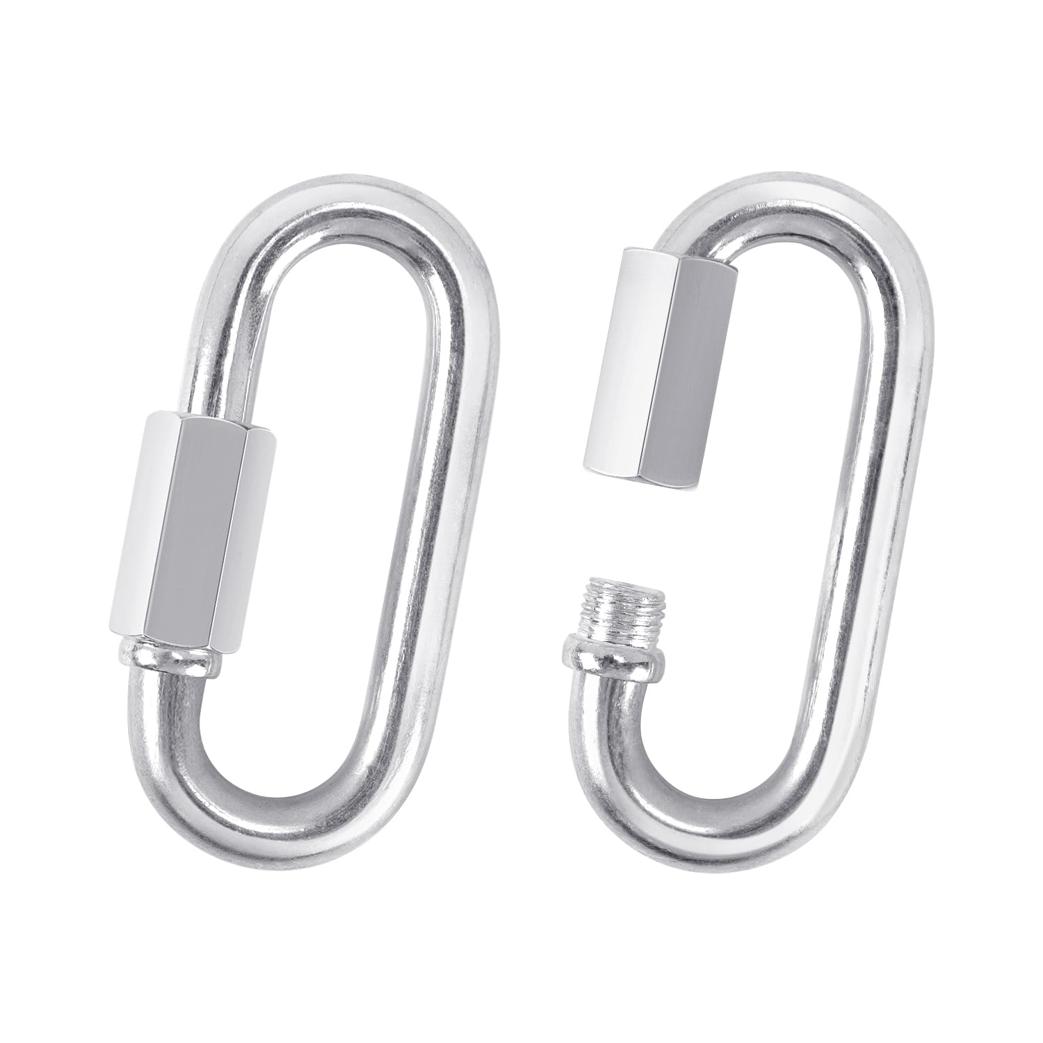 2 Pack M10-3.5 Inch / 9 cm Chain Quick Links, Galvanized Screw Carabiner, D-Shape, Silver, 551Lbs Load, Ideal for Outdoor Traveling Equipment, Connecting Hammock, Camping, Fishing, Hiking