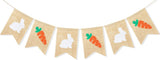 Easter Bunny Carrot Banner Garland Happy Easter Day Decorations for Mantle Fireplace Spring Themed Baby Shower Birthday Party Supplies