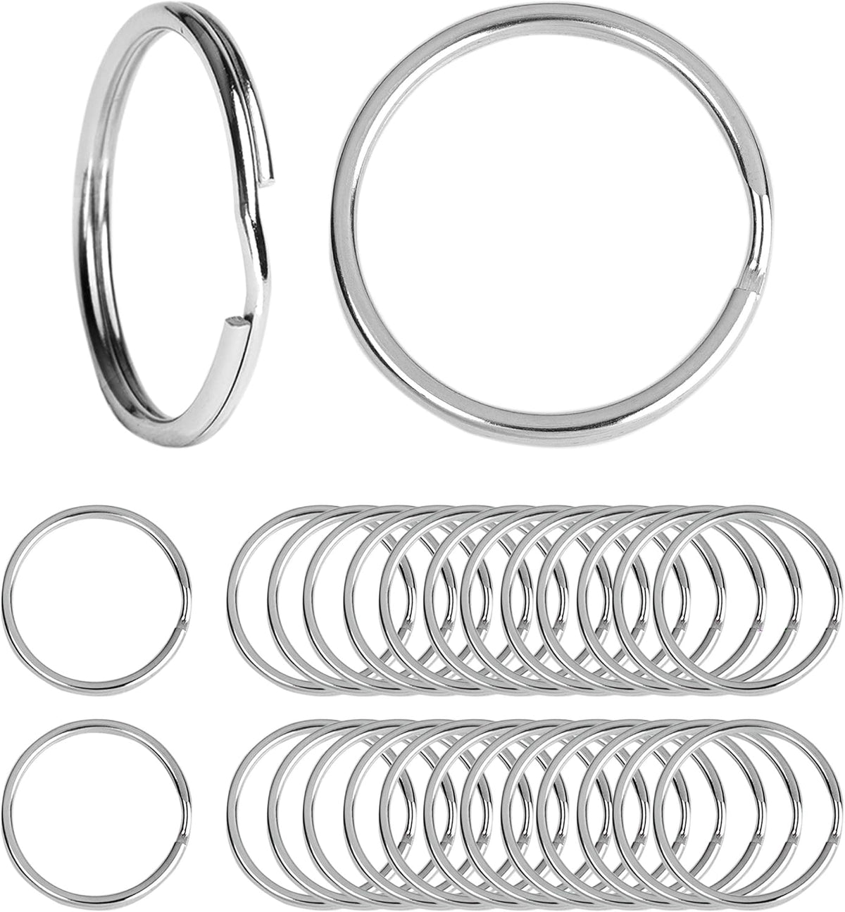 Key Chain Ring Metal Split Ring for Dog Tag and Keys Organization (32mm, 30pcs)