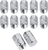 Valve Stem Caps Aluminum Chrome Caps for Tires Valve (12pcs Pack,Silver)