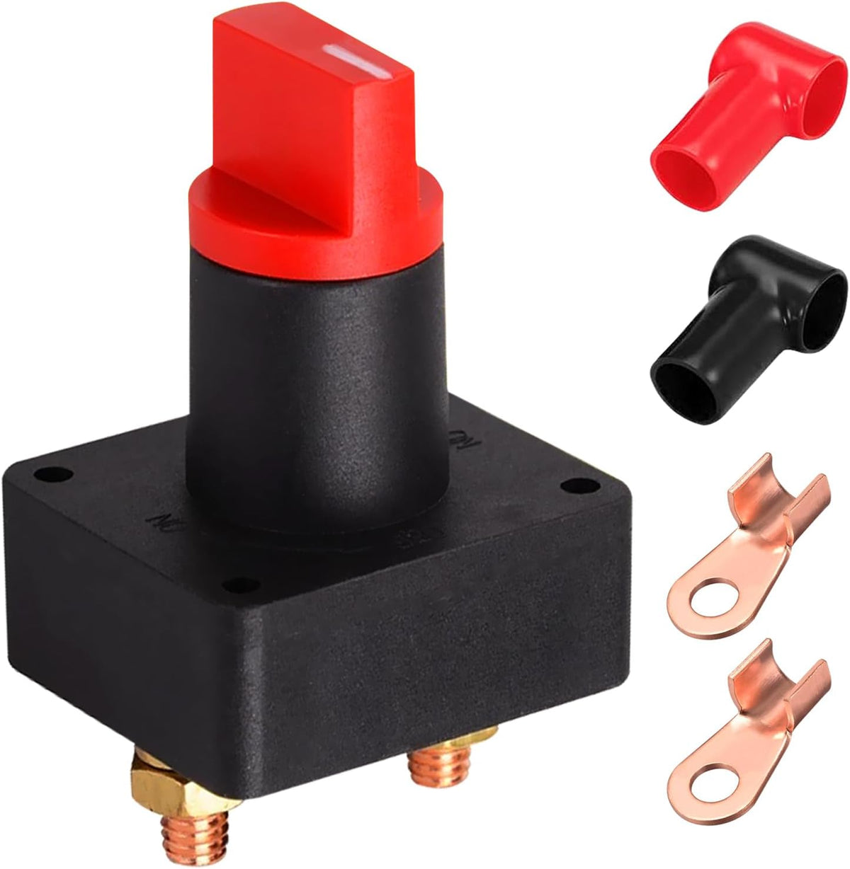 Battery Disconnect Switch, DC 12-48 V Battery Power Isolator Cut Off Master Switch Kit for Vehicles Motorcycles and More (100A, 1 Pack)