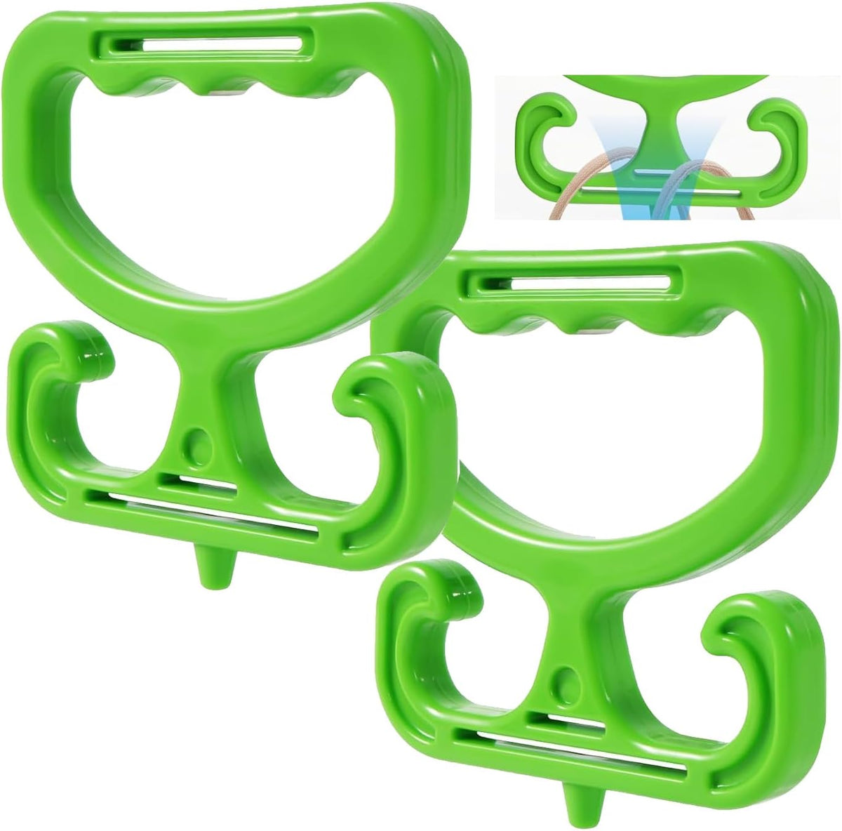 2 Pack Grocery Bag Carrier Handle, Holds 100lbs, Heavy Duty Carry Handle, Comfortable Grip to Carry Bags, Buckets, Shopper Accessories (Green)