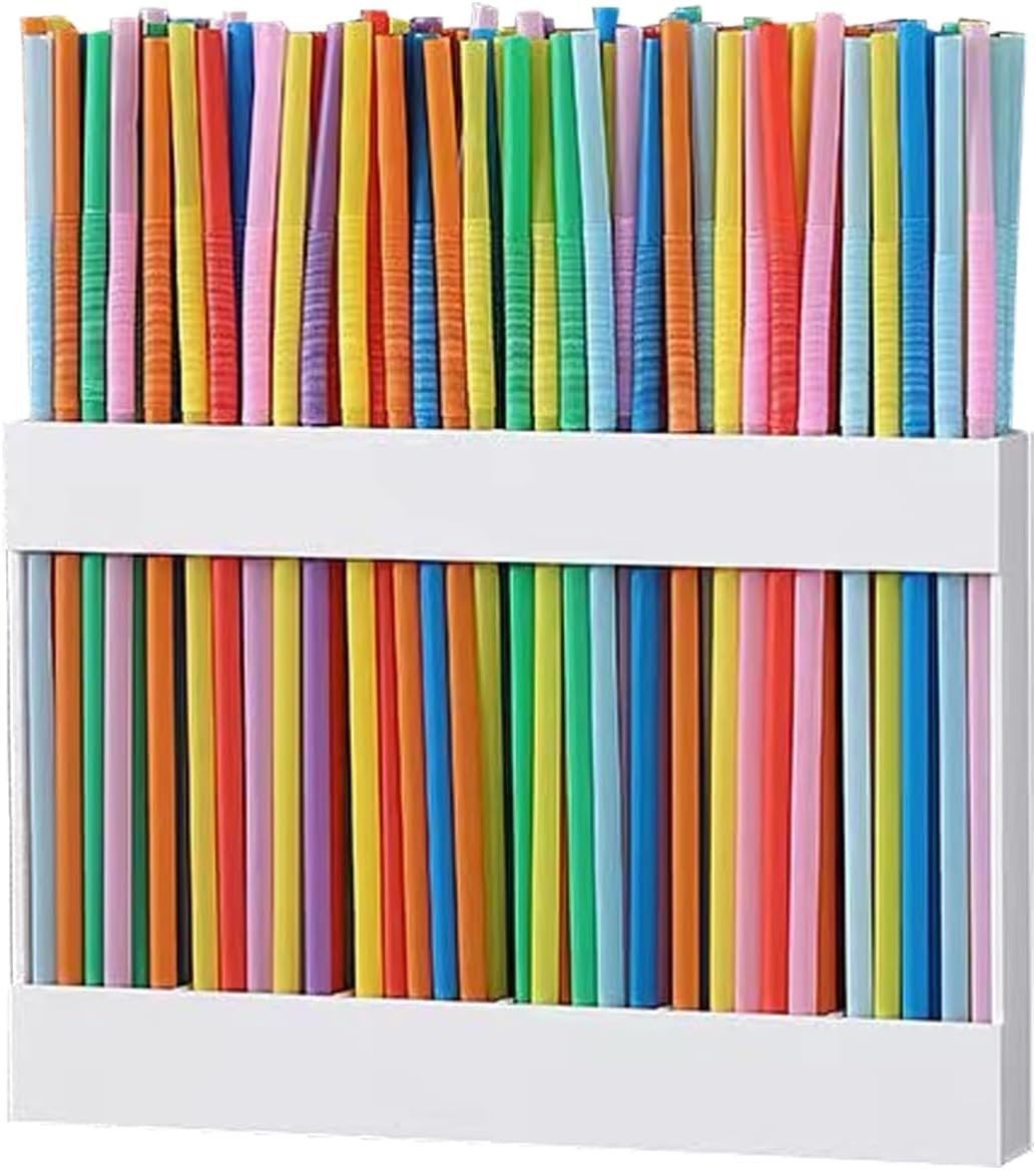 Acrylic Straw Holder Organizer - Cabinet Door Mounted with Adhesive Tape, Reusable Storage for Drinking & Tumbler Straws, Space Saving Kitchen Organization