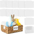 12pcs White Basket Labels Clip On for Storage Bins, Removable PVC Labels for Baskets with Holders, 3.5x2.7 Inches