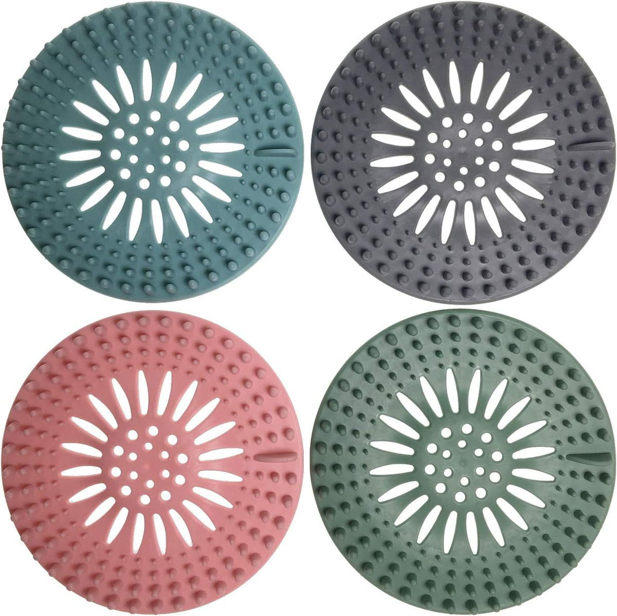 Drain Hair Catcher Cover Silicon Shower Drain Hair Trap Universal Stopper for Shower Bathroom Bathtub Kitchen Tub (Mix Colors, 4 Pack)