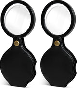 2pcsUpgrade 10x Small Magnifying Glass for Kids and Seniors, Pocket Magnifier with Protective Sheath, Mini Folding Magnifying Glass Reading, Close Work, Repairing, Hobby Or Coins（7cm） (6cm)