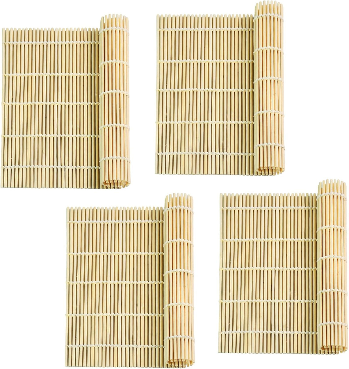 4 Pack Sushi Rolling Mat - Sushi Roller and Sushi Maker Reusable Mat for Easy Homemade Sushi Kit With Inch 9.5 X 9.5 Light white