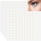 990pcs Self-Adhesive Pearl Stickers for Hair and Crafting - Flat Back Pearls in 4 Sizes (3mm/4mm/5mm/6mm) - Perfect for Makeup, Nails, Scrapbooking, Decor (Milky)