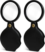 2pcsUpgrade 10x Small Magnifying Glass for Kids and Seniors, Pocket Magnifier with Protective Sheath, Mini Folding Magnifying Glass Reading, Close Work, Repairing, Hobby Or Coins（7cm） (7cm)