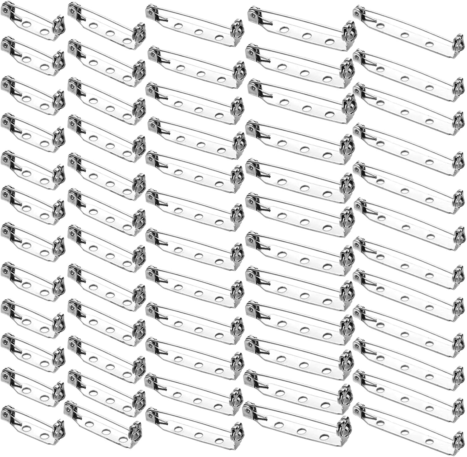 60PCS Brooch Pins for Crafts 5 Size Brooch Pin Backs Bar Pin Backings with Safety Locking Clasp and Holes for Crafts Badges Name Tags DIY Jewelry Making Corsage(Silver 20mm/25mm/32mm/35mm/38mm)