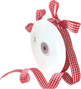 Red Gingham Ribbon 5/8in ×50 Yards, Red and White Checkered Buffalo Plaid Ribbon for Easter Day Gift Wrapping, Hair Bows, DIY Crafts, Birthday Party Decorative Ribbons, Christmas Wreaths Decor