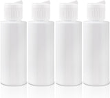 4pcs Small Plastic Flip Top Bottles, 2oz Empty Squeeze Bottles with Flip Top Caps, Refillable Squeeze Travel Containers for Cosmetics Shampoo Lotions- White