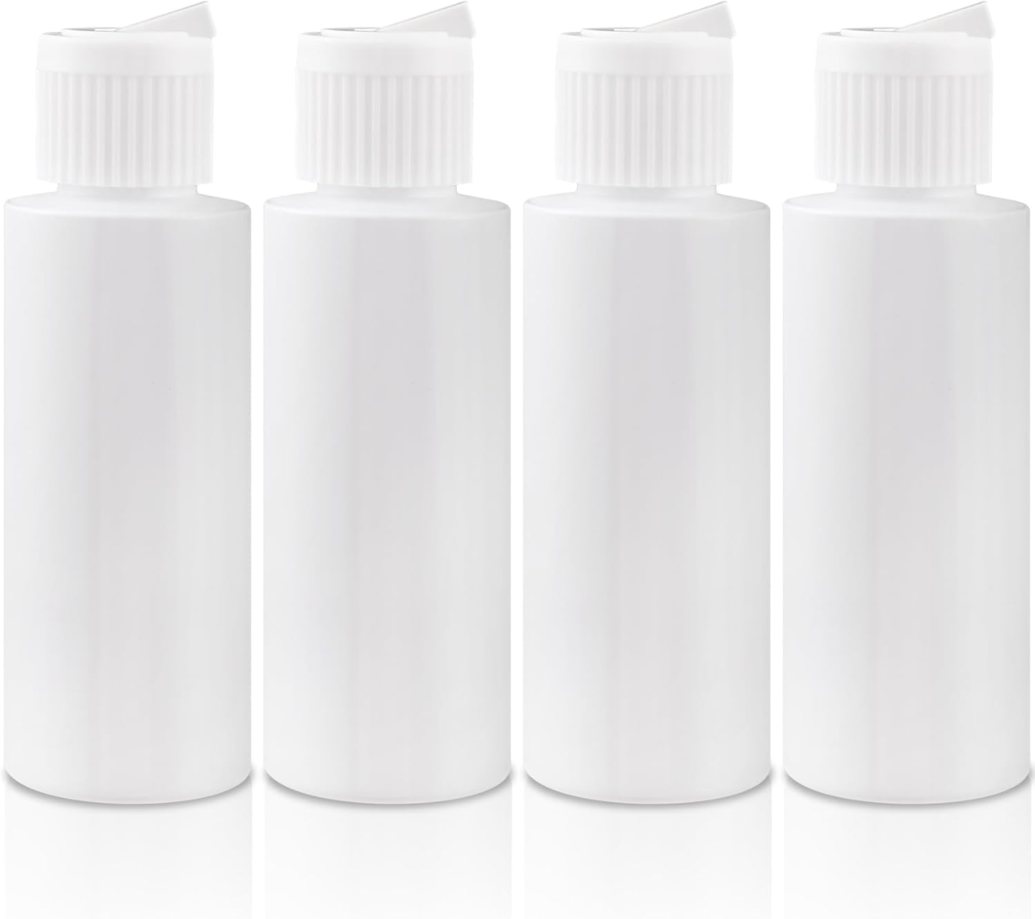 4pcs Small Plastic Flip Top Bottles, 2oz Empty Squeeze Bottles with Flip Top Caps, Refillable Squeeze Travel Containers for Cosmetics Shampoo Lotions- White