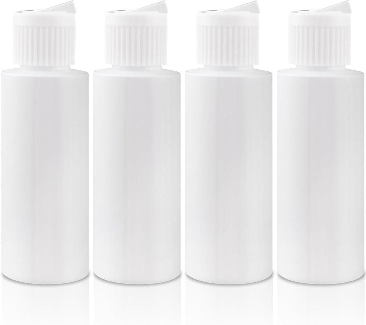 4pcs Small Plastic Flip Top Bottles, 2oz Empty Squeeze Bottles with Flip Top Caps, Refillable Squeeze Travel Containers for Cosmetics Shampoo Lotions- White