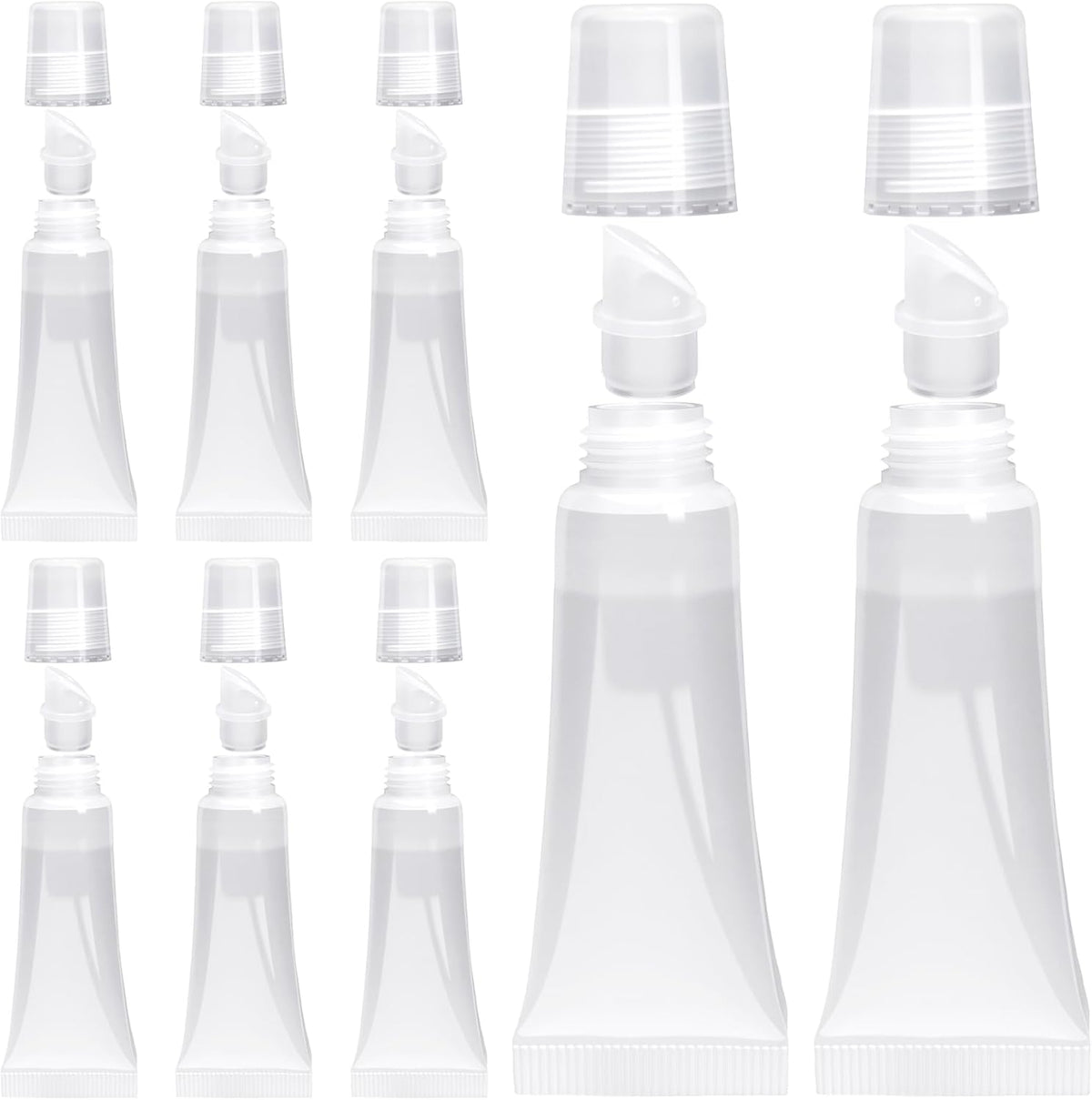 8pcs Empty Lip Gloss Squeeze Tubes, 10ml Refillable Lip Balm Containers with Screw Cover, Clear Soft Portable Empty Tube Makeup Containers for Travel Toiletries