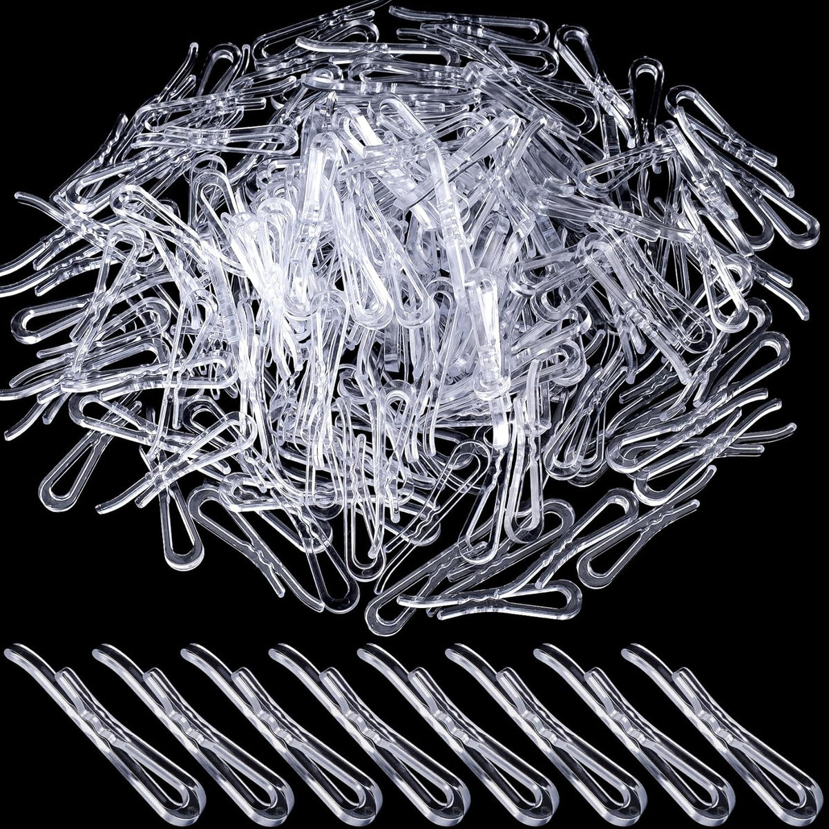200pcs U Shape Plastic Alligator Clips with Teeth, Clear Shirt Folding Clips Clothes Pins, Fixing Clothes Pins Hold Garments for Socks Dress Pants Ties