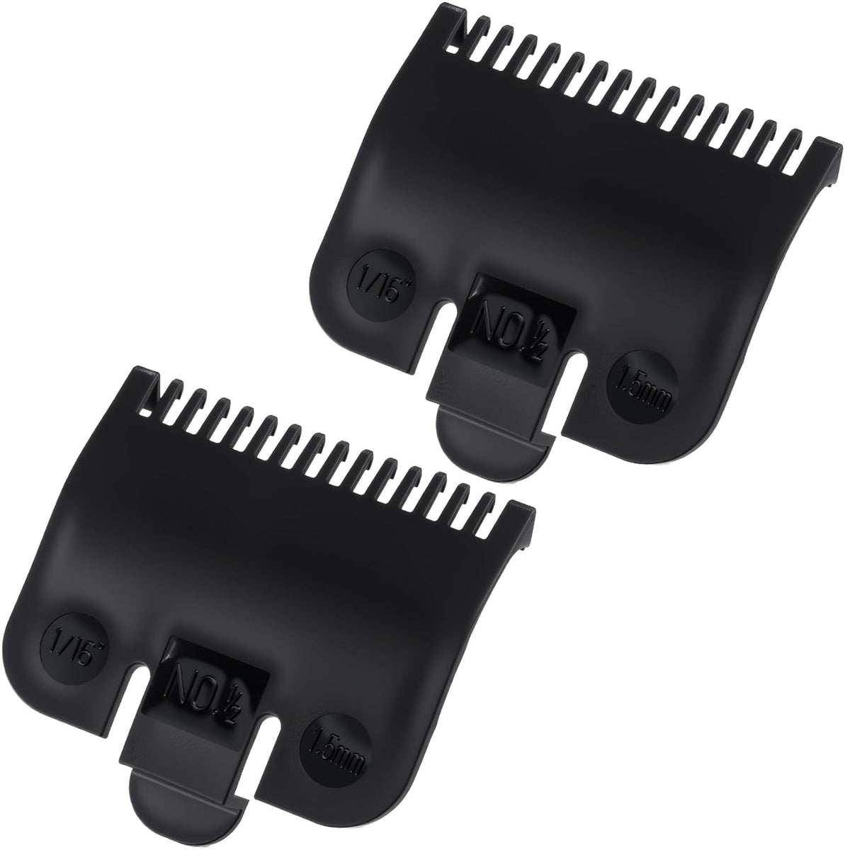 2pcs Clipper Guards Replacement, 1/16'' 1.5mm Clipper Guards, Professional Trimmer Barber Cutting Combs Sets Compatible for Most Size Blades- Black